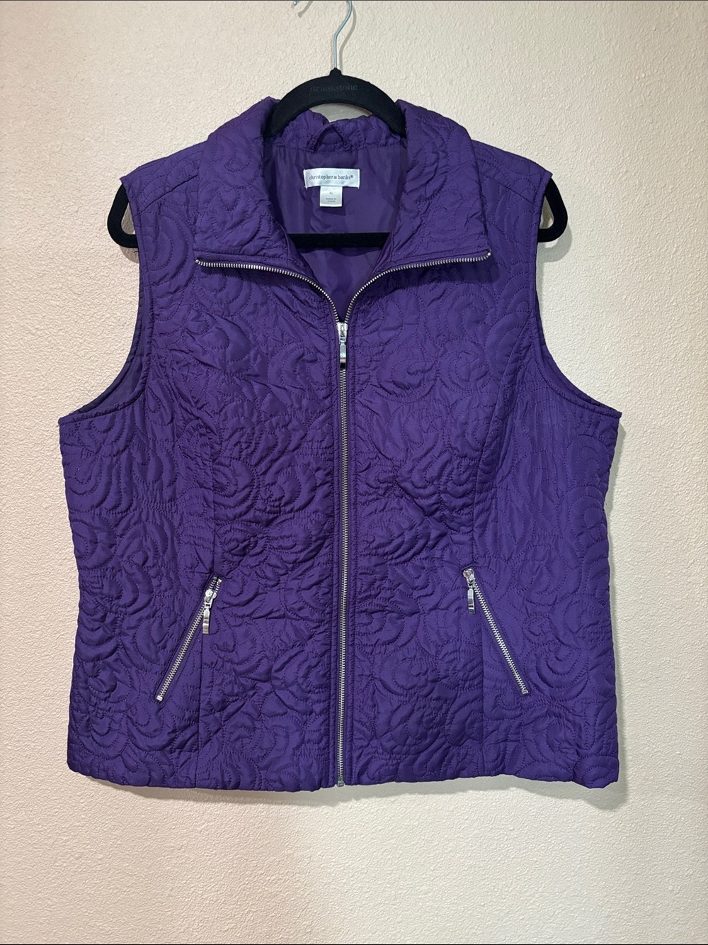 Christopher & Banks Quilted Purple Zip Vest